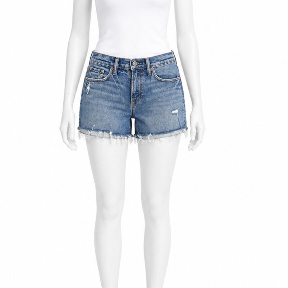 Silver Jeans Frisco Short Womens 26 Blue Distressed Raw Hem Cutoff Denim Shorts